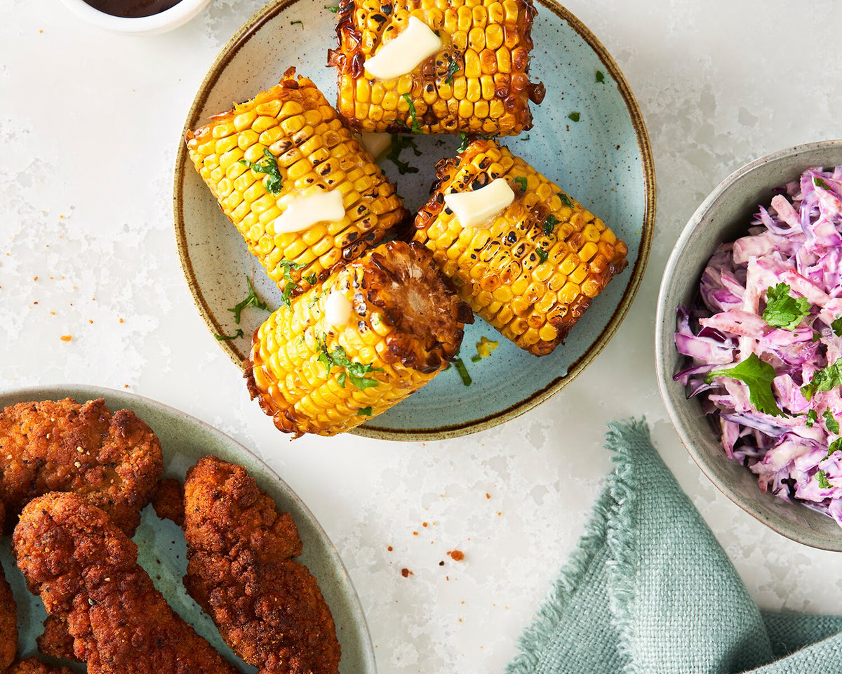 Air Fryer Fried Chicken with Corn on the Cob