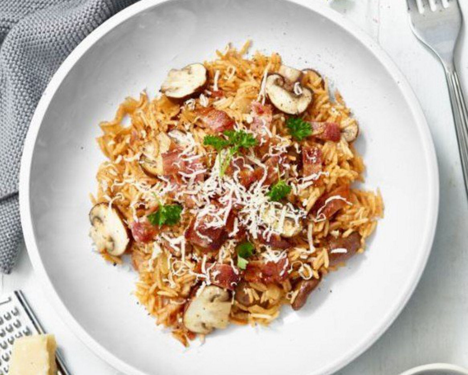 Bacon & Mushroom Risotto for the Remoska