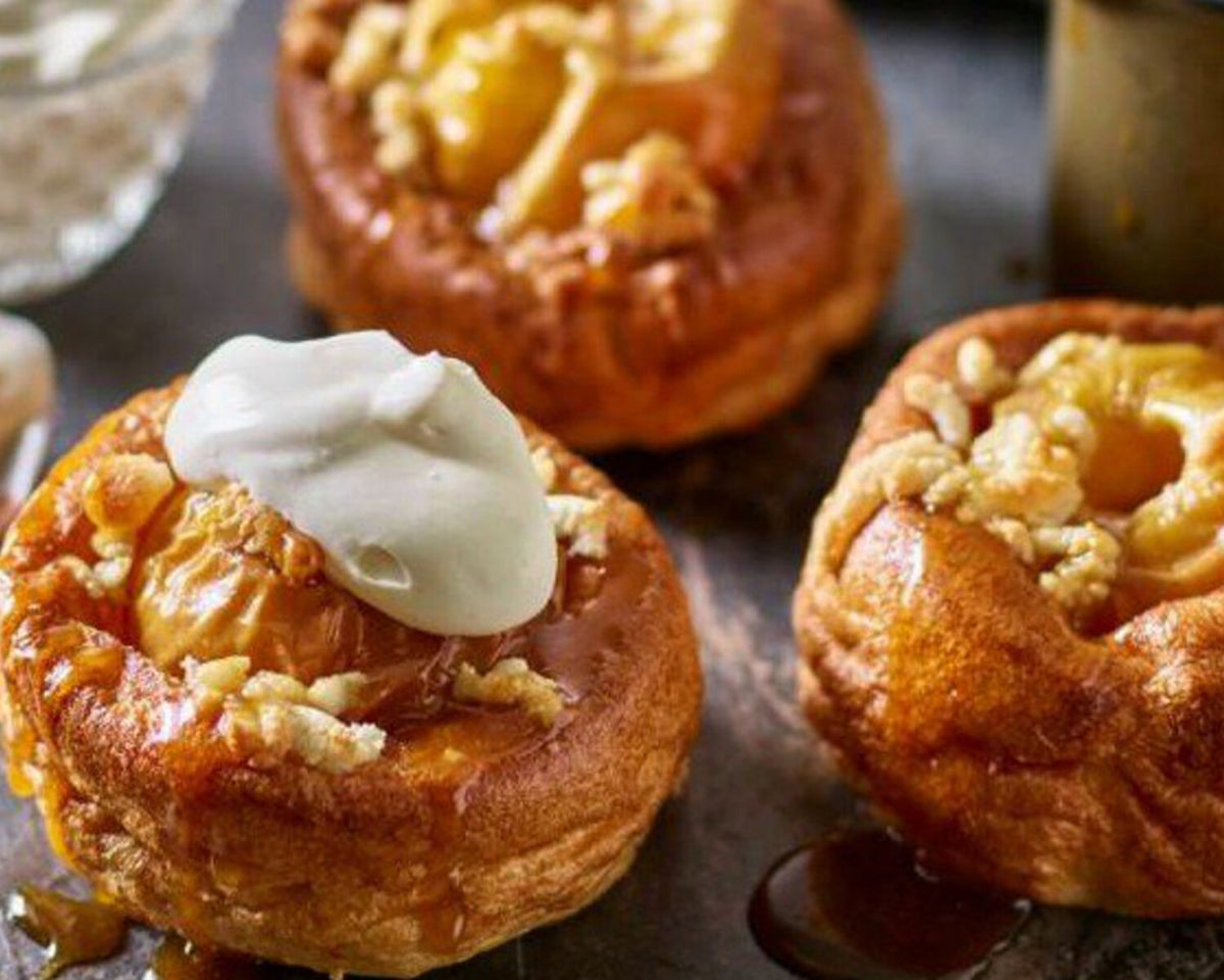 Baked Apple & Marzipan Puffs with Salted Caramel Drizzle
