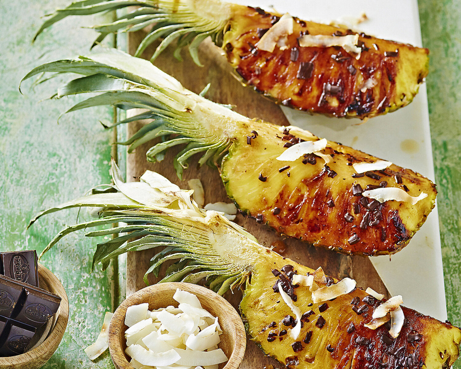 Barbecued Pineapple Wedges with Coconut & Chocolate