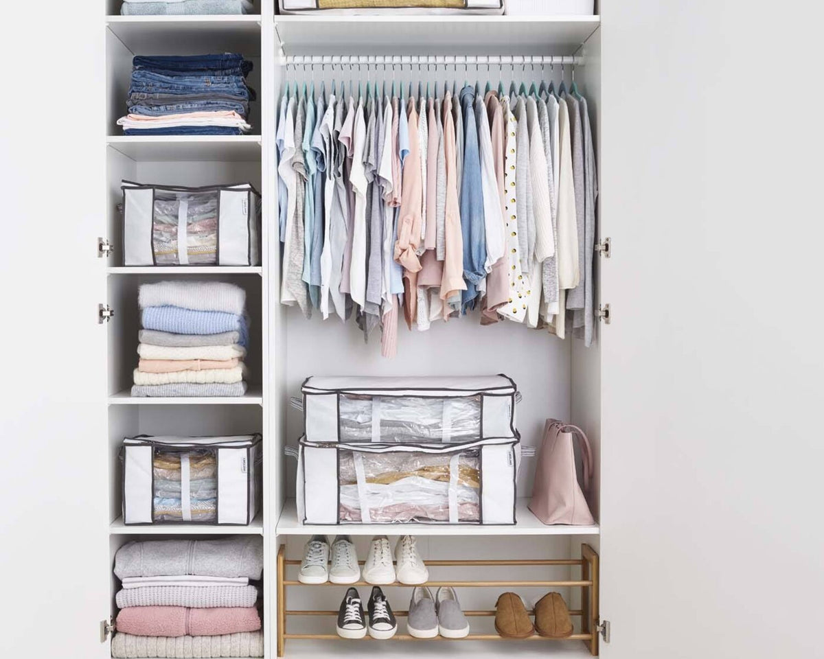 Tidy Wardrobe with clothes storage solutions