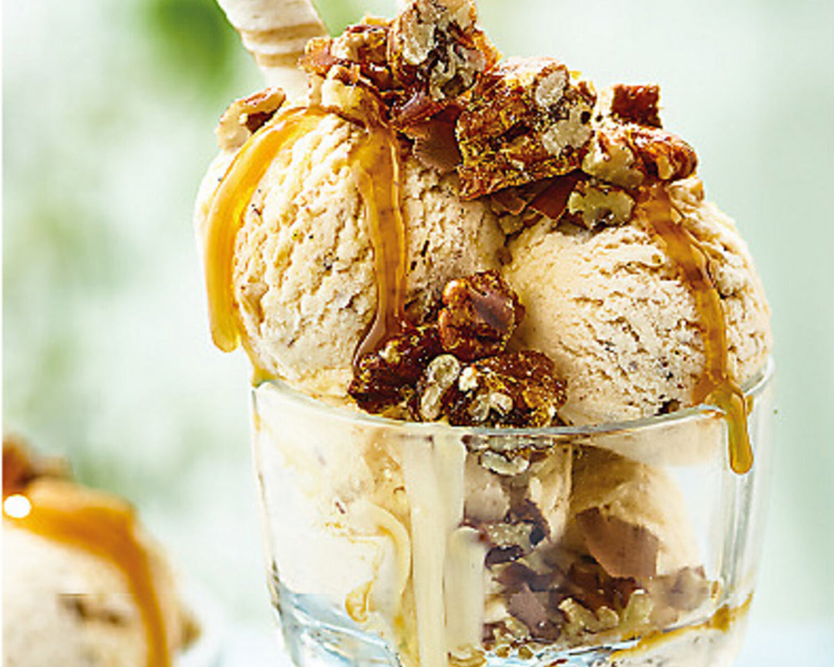 Butter Caramel Ice Cream with Caramelised Pecan Nuts