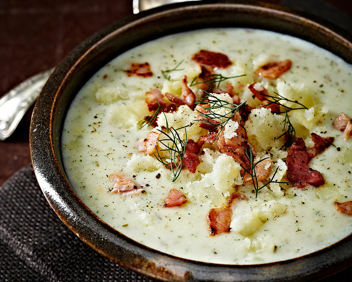 Cheddar & Potato Soup with Bacon