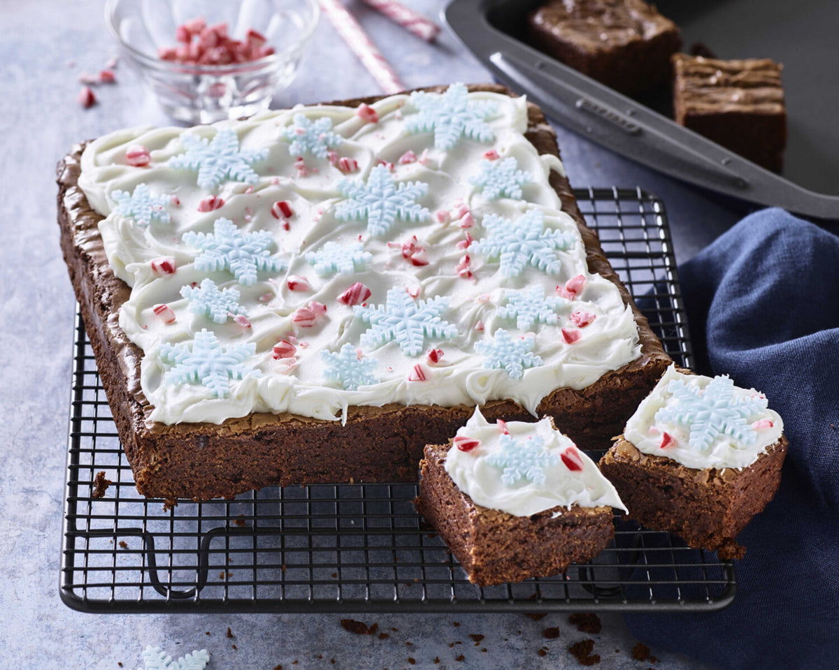 Chocolate Peppermint Snowflake Brownies