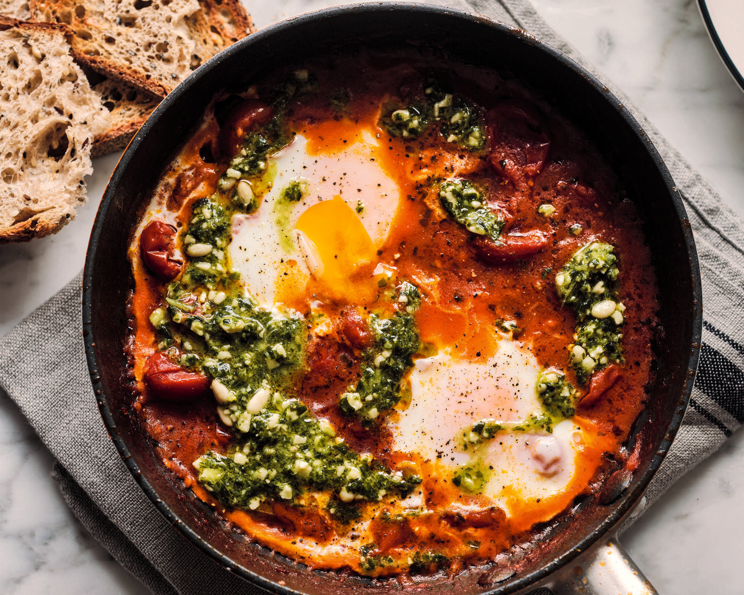 Pesto Baked Eggs