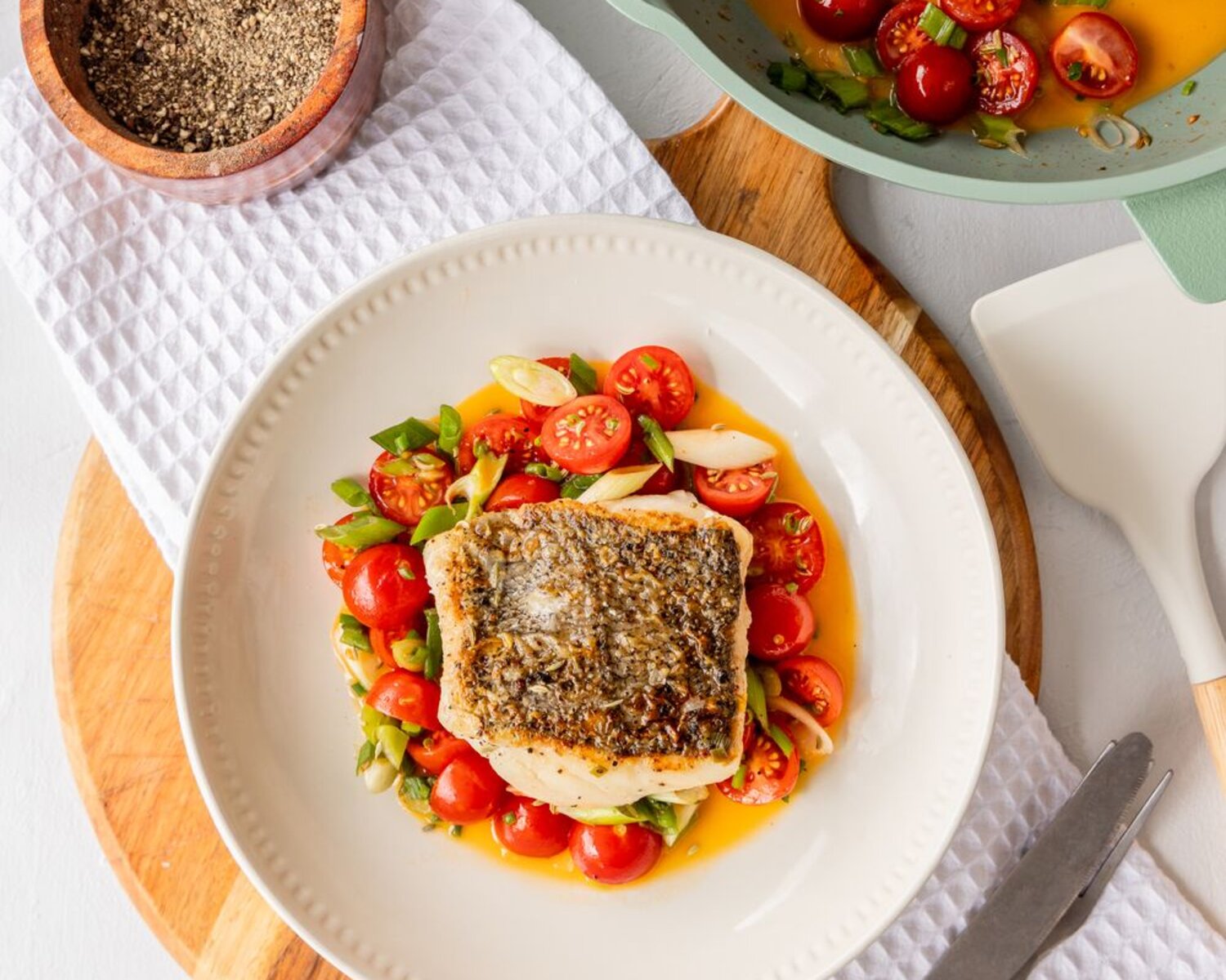 Crispy Hake with Tomato and Chive