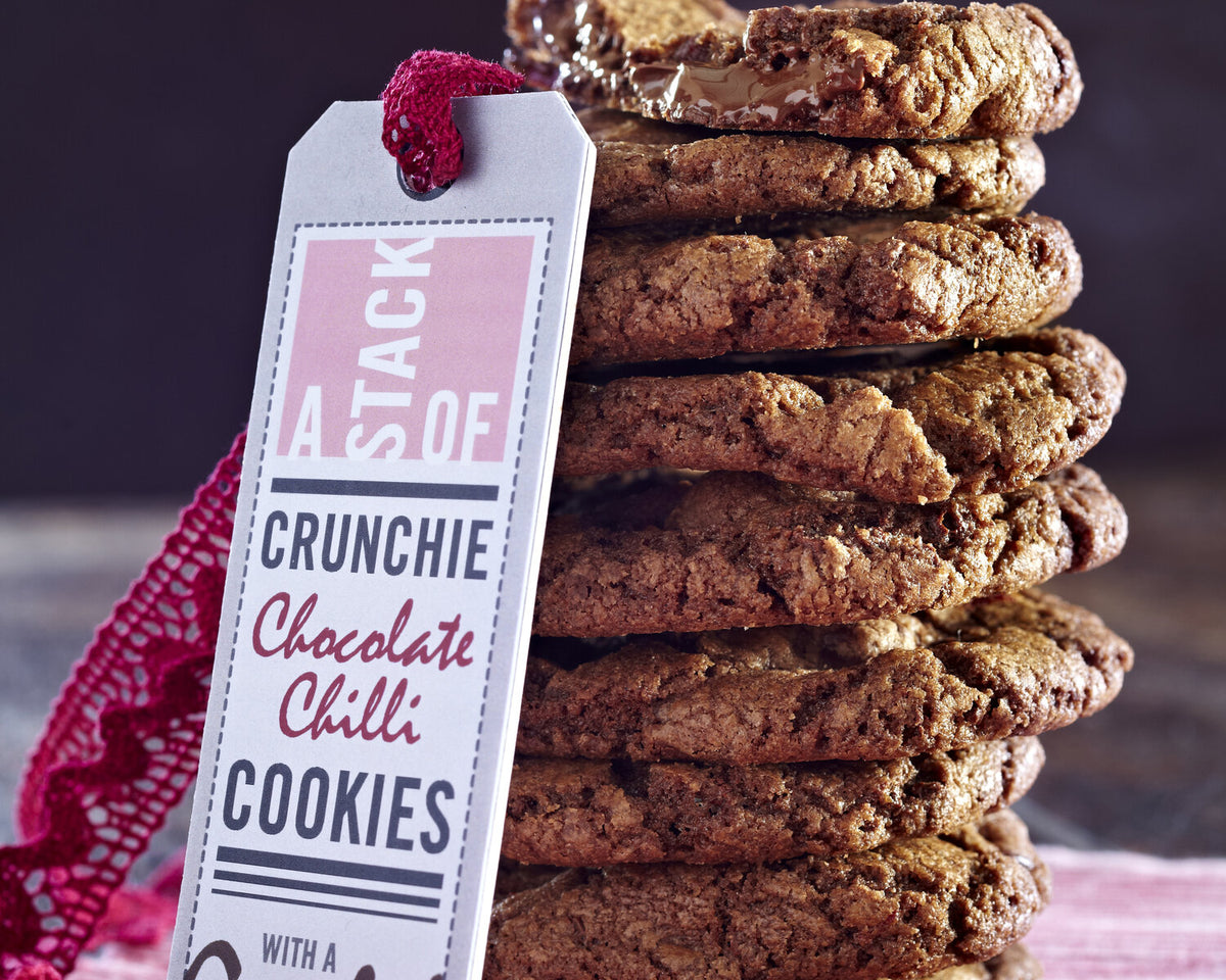 Crunchy Chocolate Chilli Cookies with a Gooey Centre