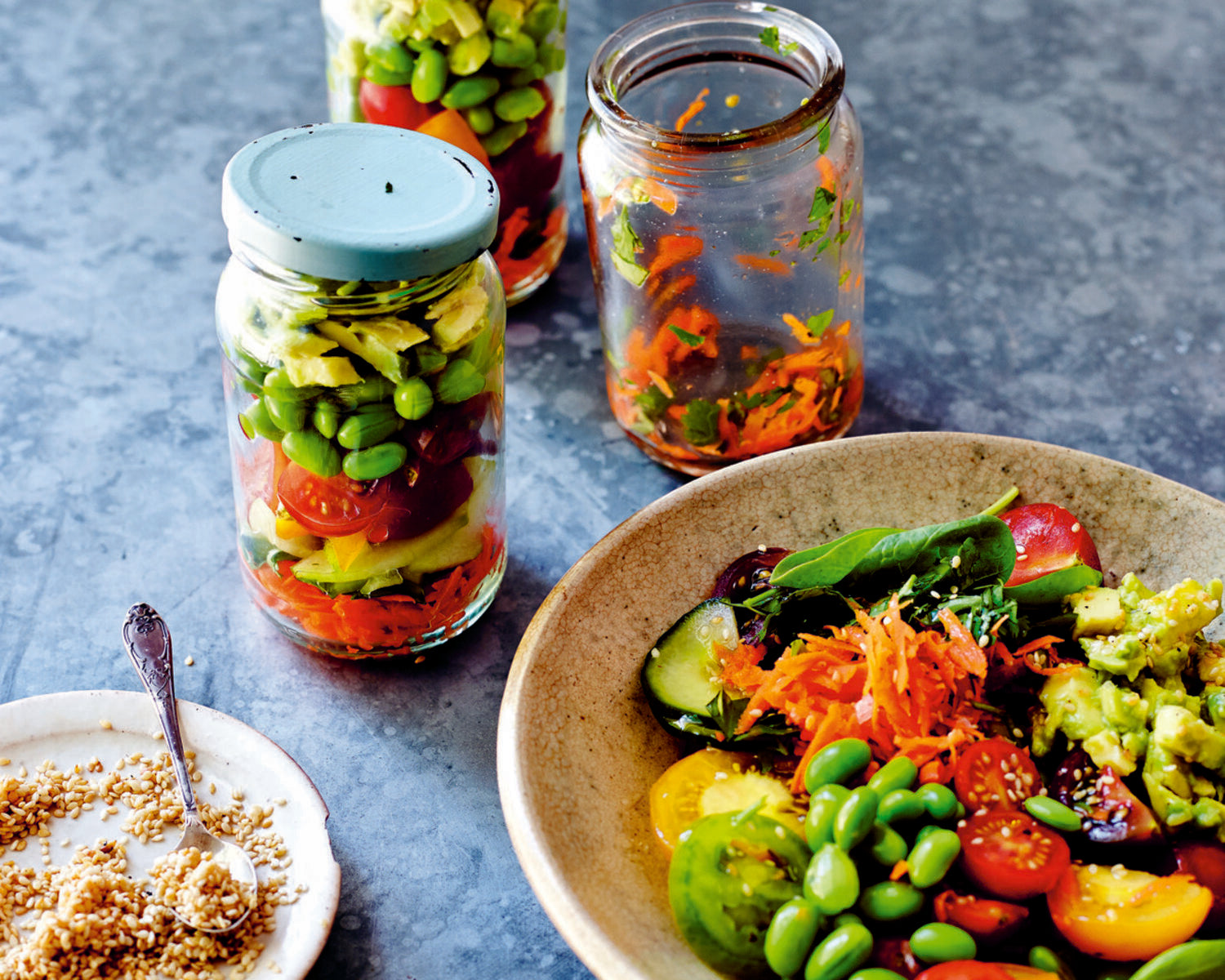 Vegan Edamame, Lime, and Sesame Jar Salad
