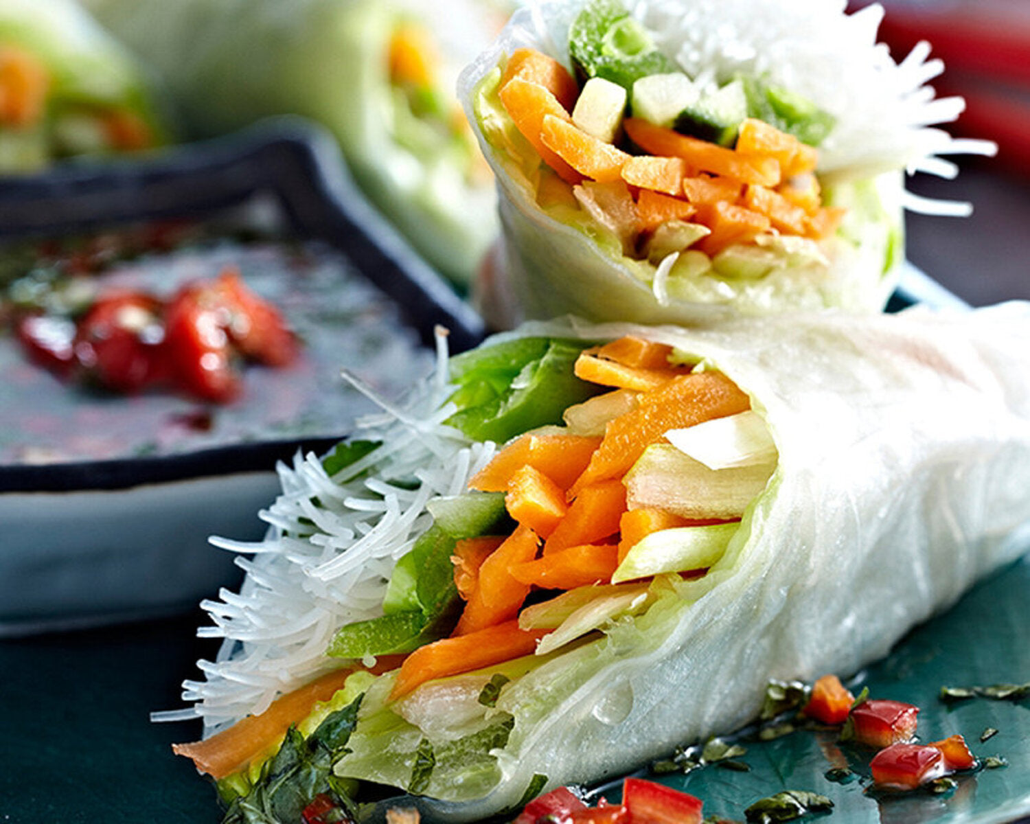 Fresh Spring Rolls with Chilli Mint Dip