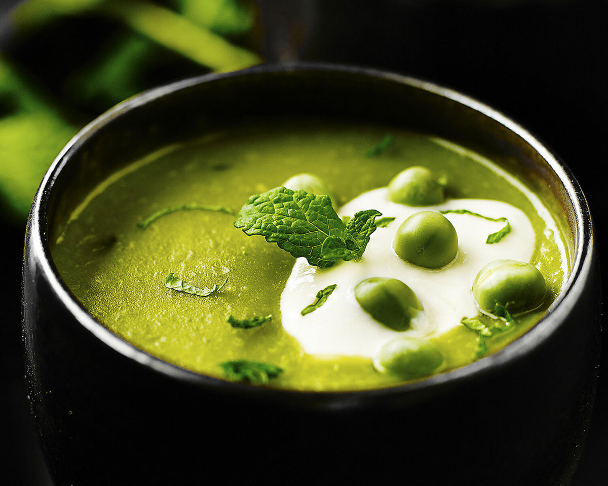 Garden Pea Soup with Pesto