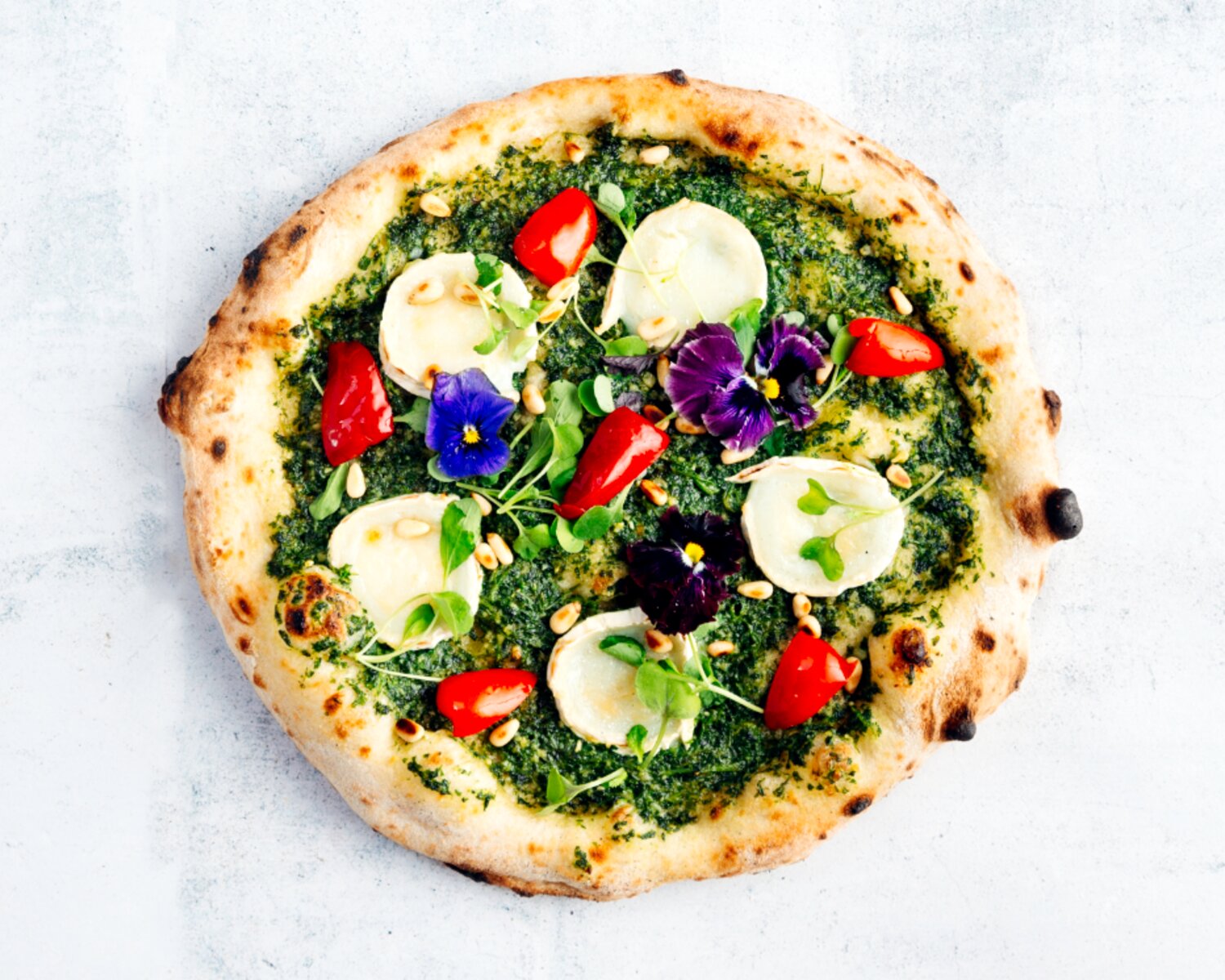 Ooni's Green Pesto and Goats’ Cheese Pizza
