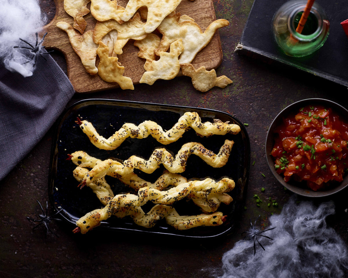 Halloween Cheese Straw Snakes