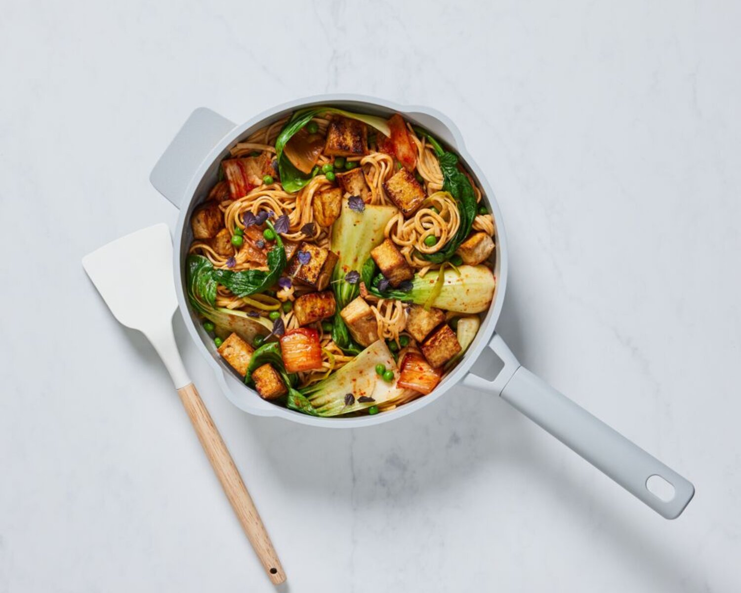 Kimchi and Tofu Fried Udon Noodles