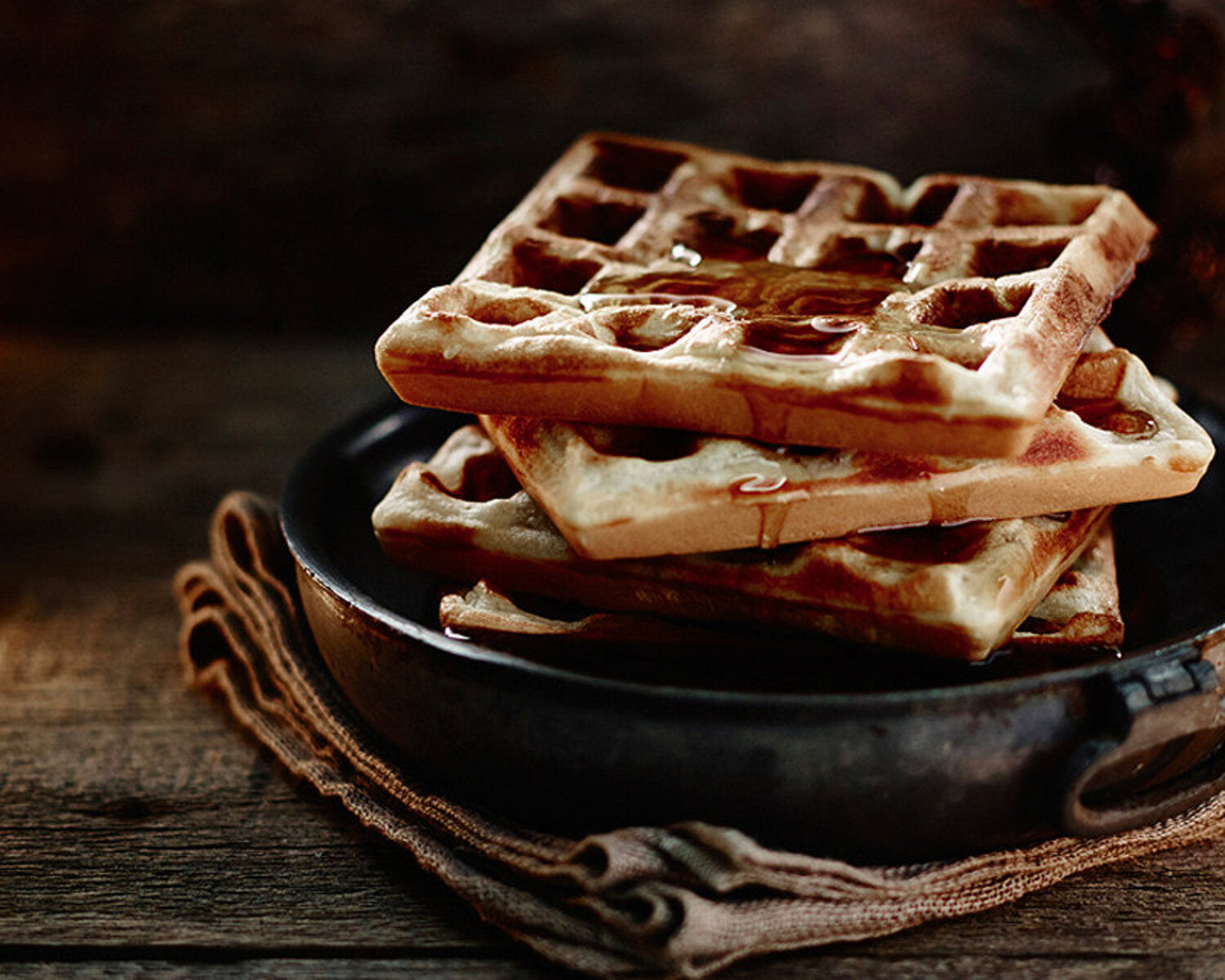 Maple Syrup-Drizzled Waffles