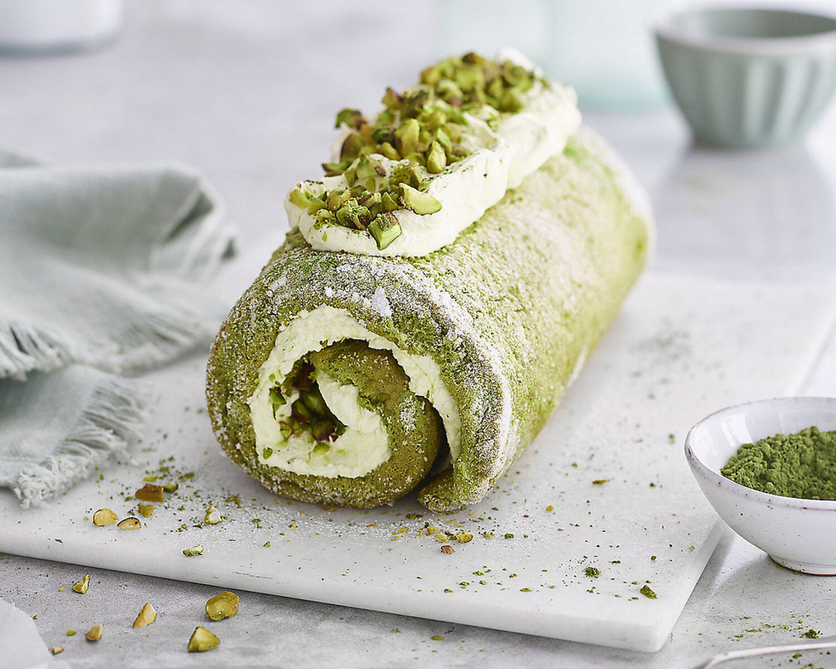 Matcha & Pistachio Cheesecake Roulade