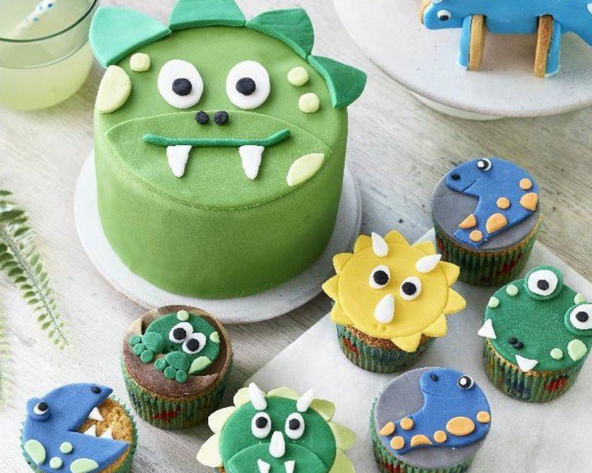 Step-by-Step Prehistoric Party Dinosaur Face Bakes