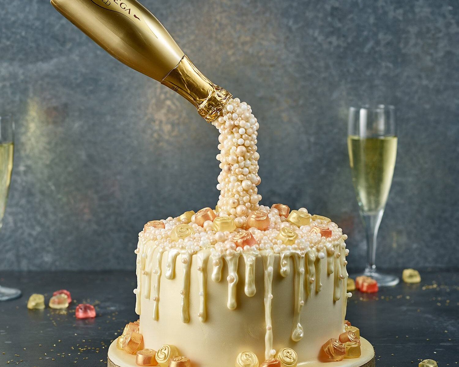 Prosecco Cascade Cake