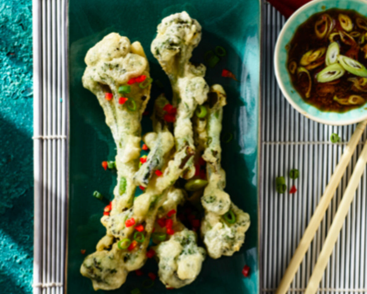 Prue Leith's Tempura Broccoli with Soy and Ginger Dipping Sauce