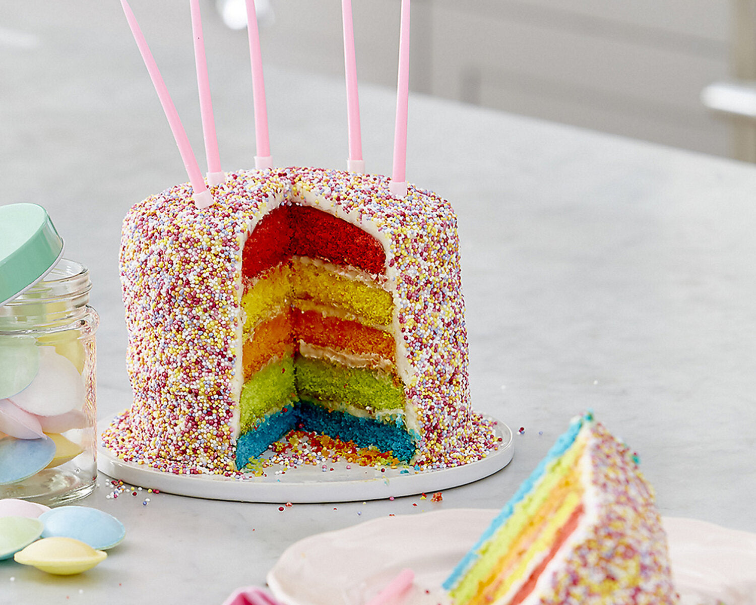 Rainbow Layer Cake with 100s & 1000s