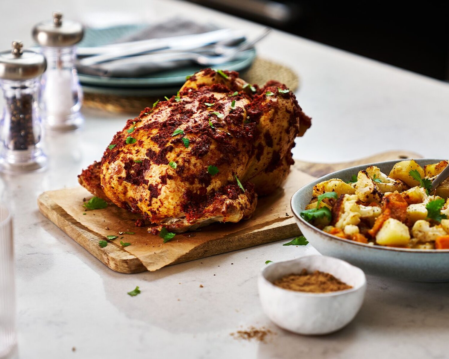Roast Tikka Chicken with Cauliflower and Potatoes