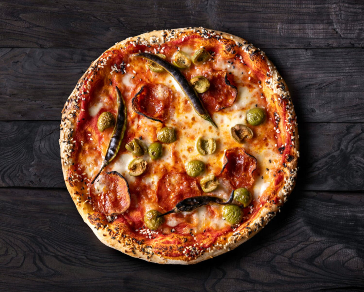 Ooni's Salami, Green Chilli & Olive Pizza
