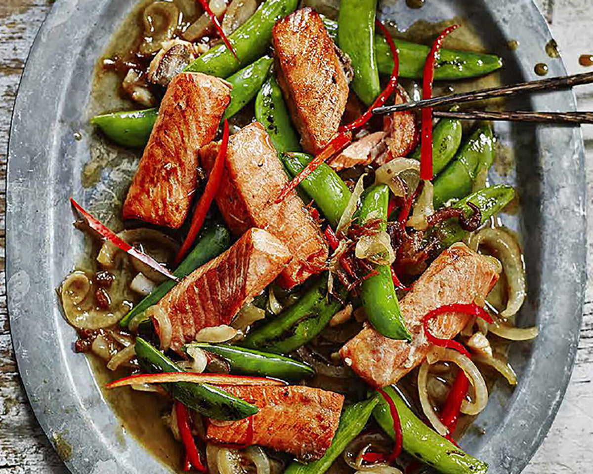 Salmon Bites in XO Onion Sauce