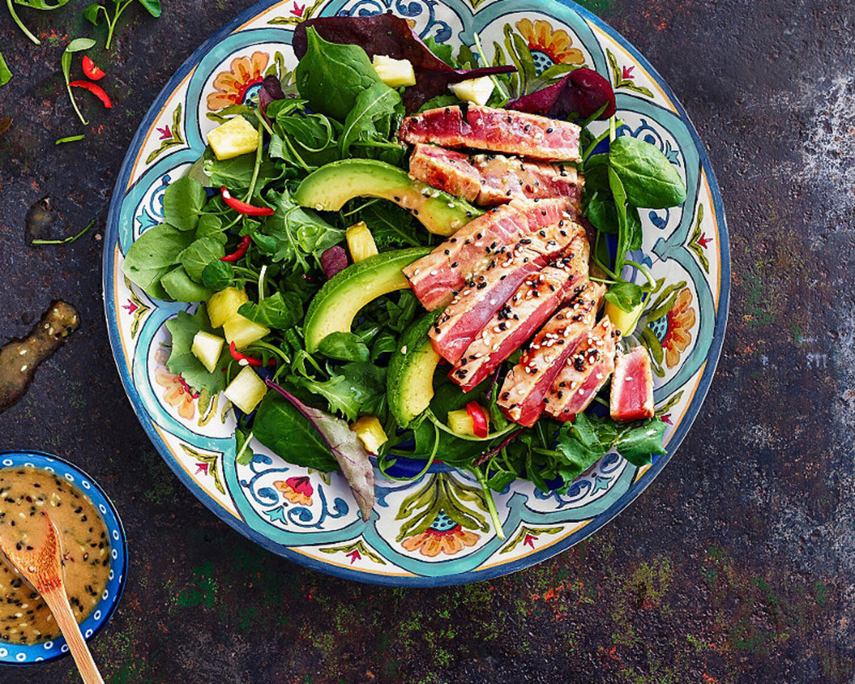 Seared Tuna Steak Salad with Ginger & Lime Vinaigrette