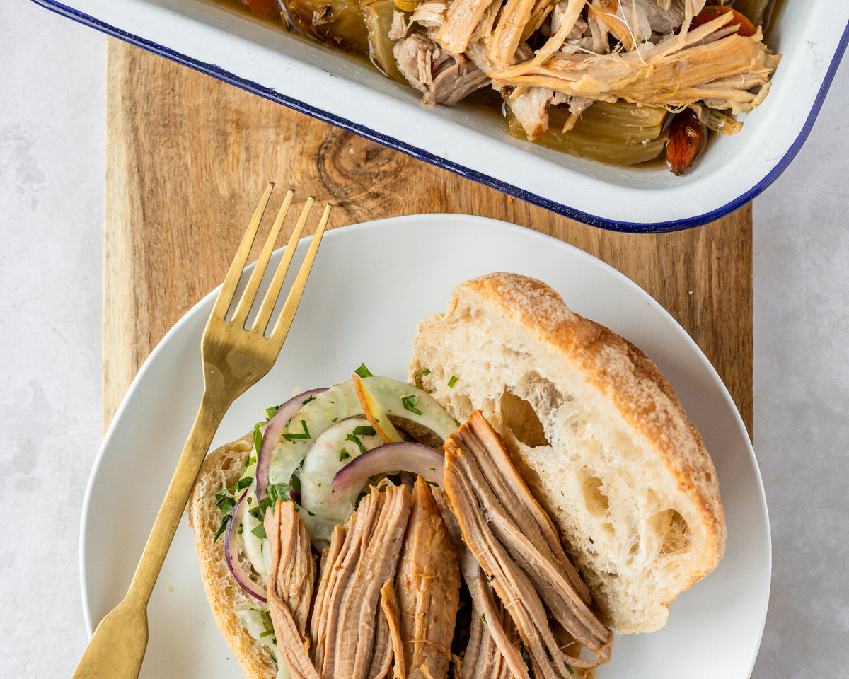 Slow Cooker Cider Pulled Pork with Fennel & Apple