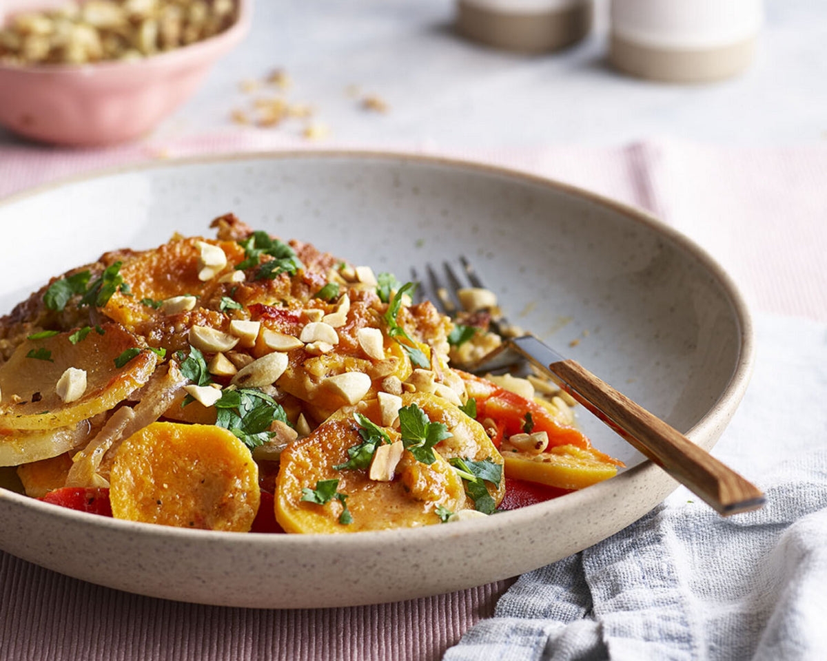 Spiced Sweet Potato & Red Pepper Bake for Remoska Tria