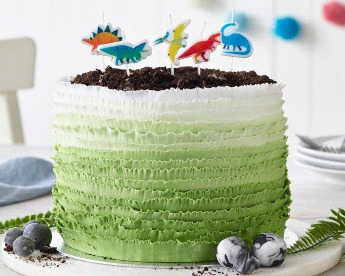 Step-by-step Prehistoric Party Dinosaur Ruffle Cake