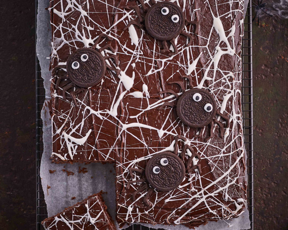 Totally Terrifying Cobweb Halloween Traybake