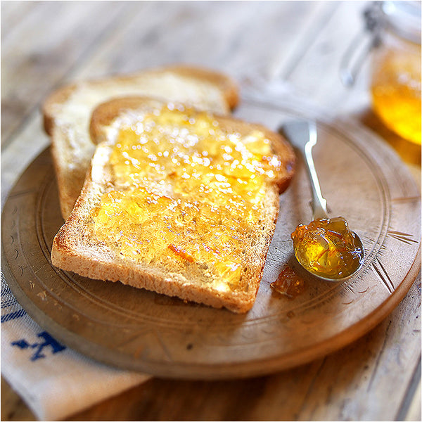 Marmalade spread on toast.