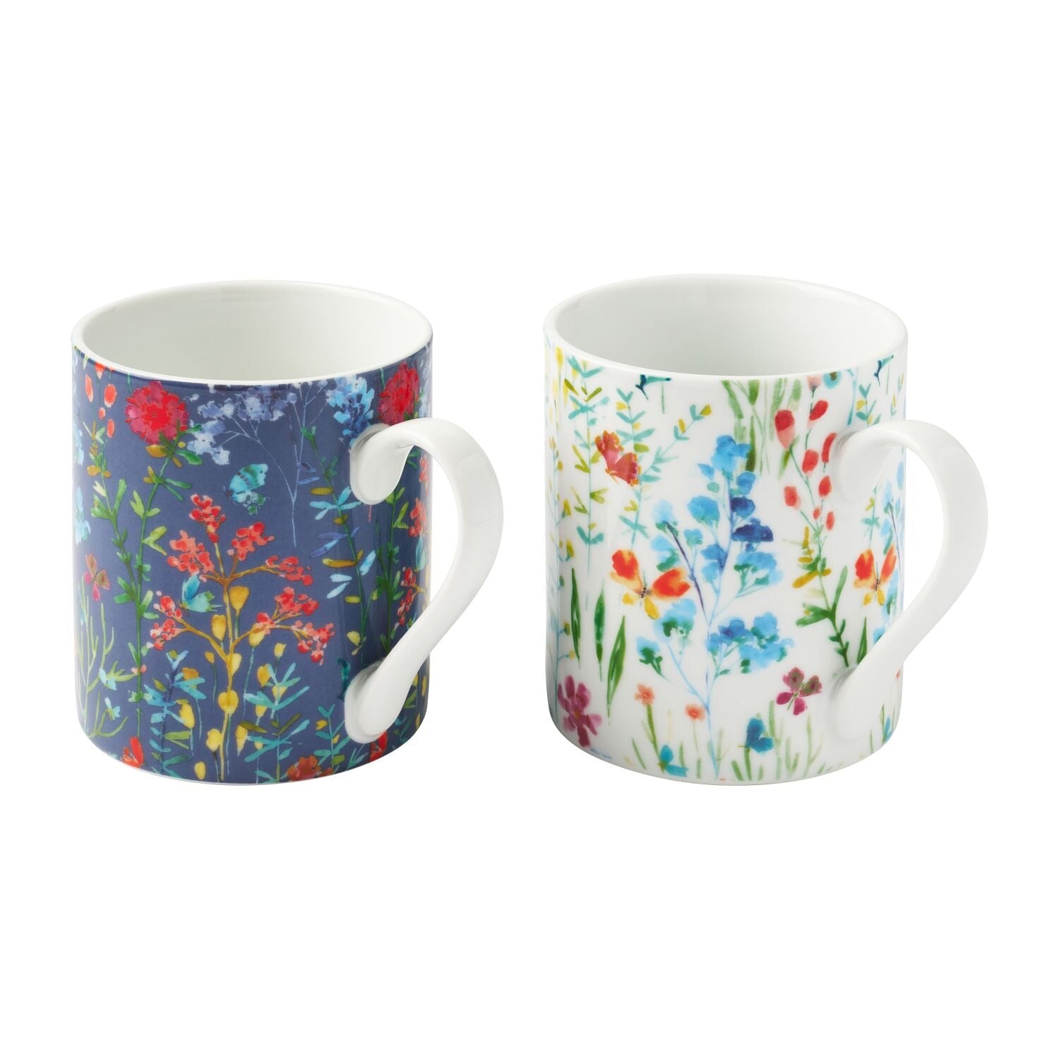 Summer Meadow Porcelain Mugs – Set 2