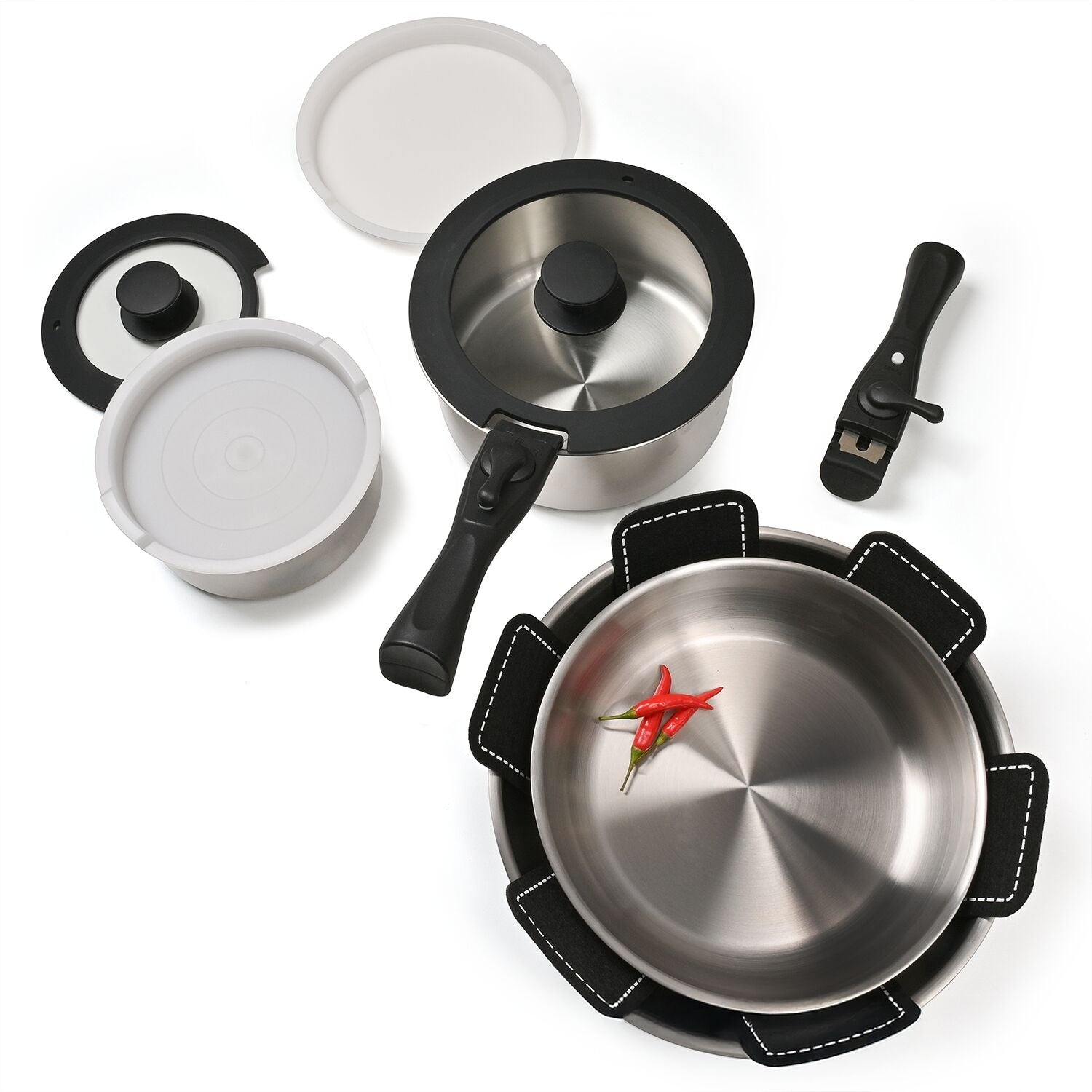 新品未使用 Union Plaza Pan Set Friars Club Lakeland Stainless Steel 14-Piece Easy Store Pan Set